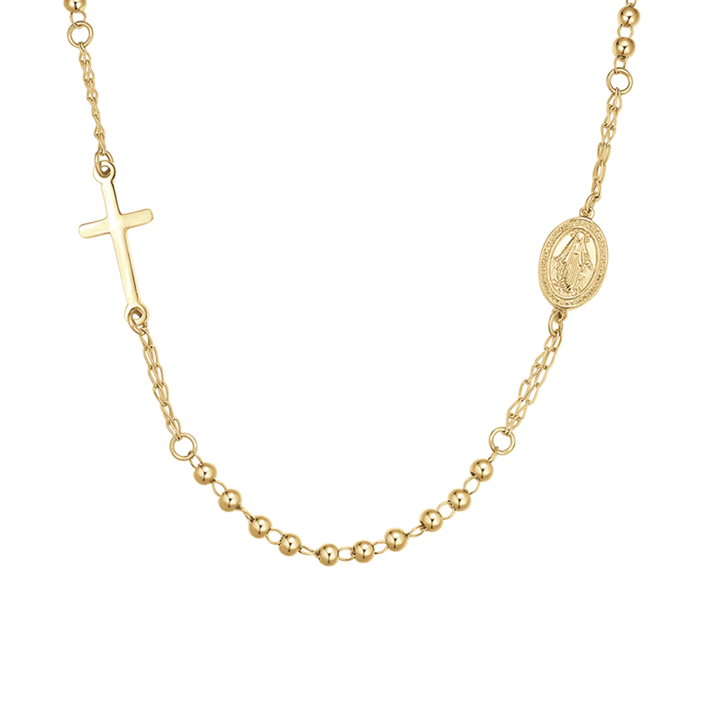 COLLANA DONNA ROSARIO IN ACCIAIO IP GOLD - Image 4
