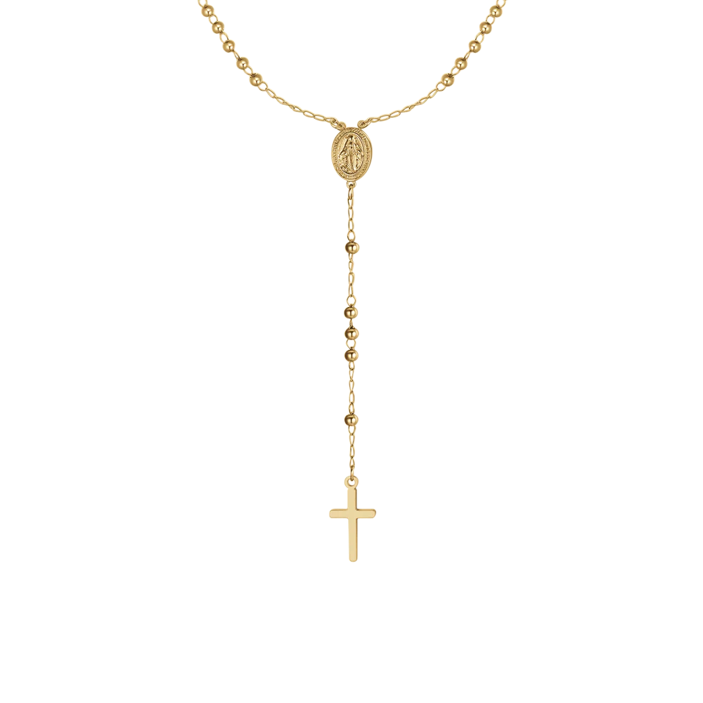 COLLANA DONNA ROSARIO IN ACCIAIO IP GOLD