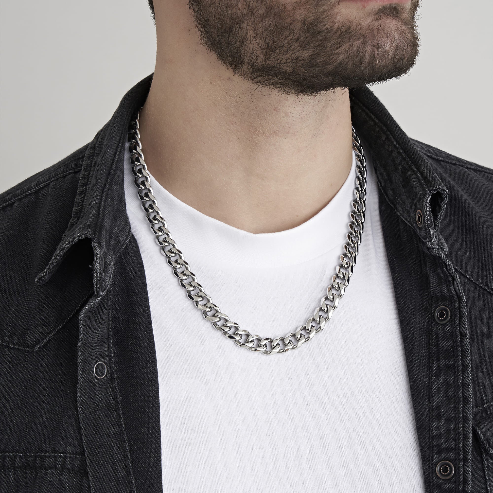 COLLANA UNISEX IN ACCIAIO CON MAGLIA CATENA 11 MM - Image 3