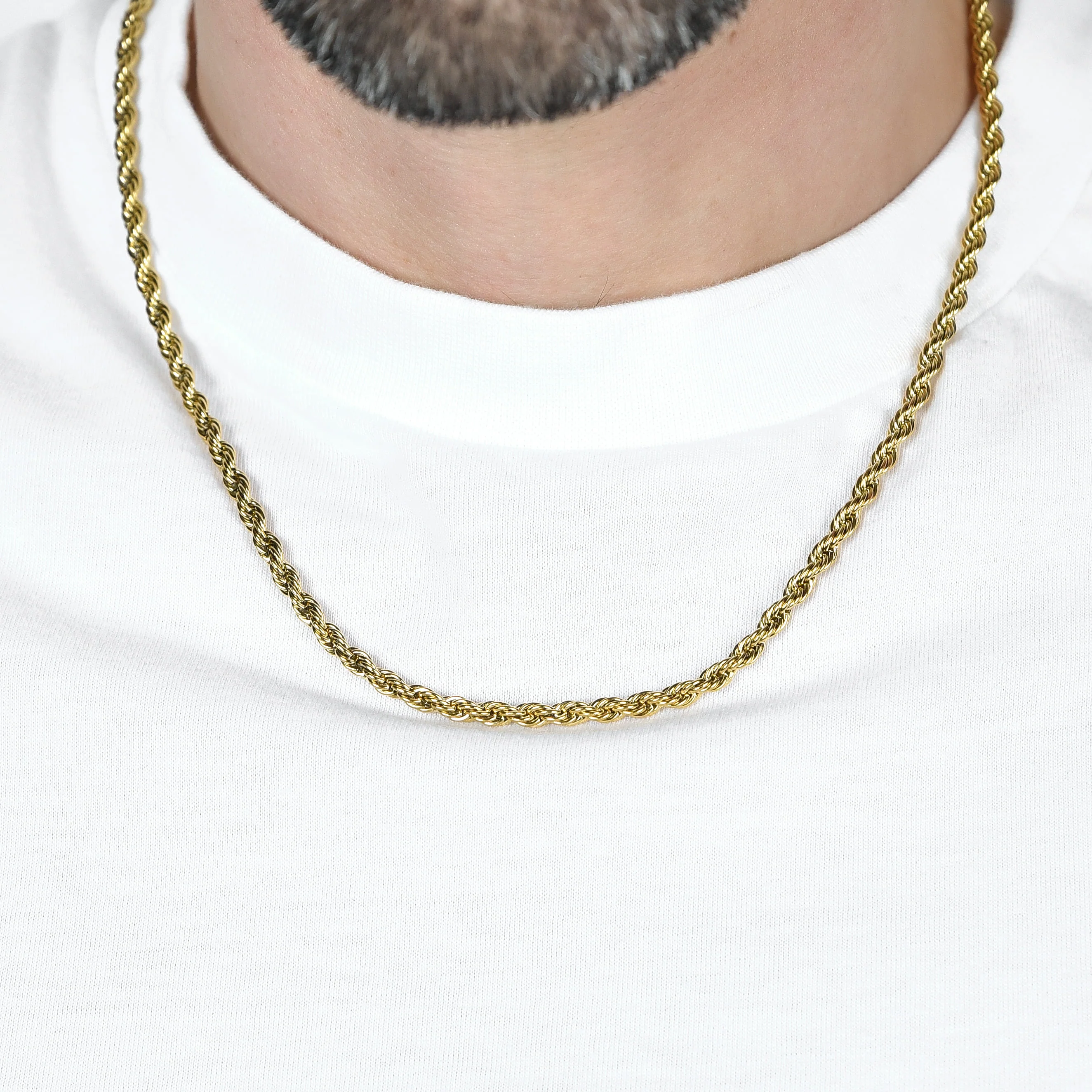COLLANA UNISEX TORCHON IN ACCIAIO IP GOLD  4MM - Image 8