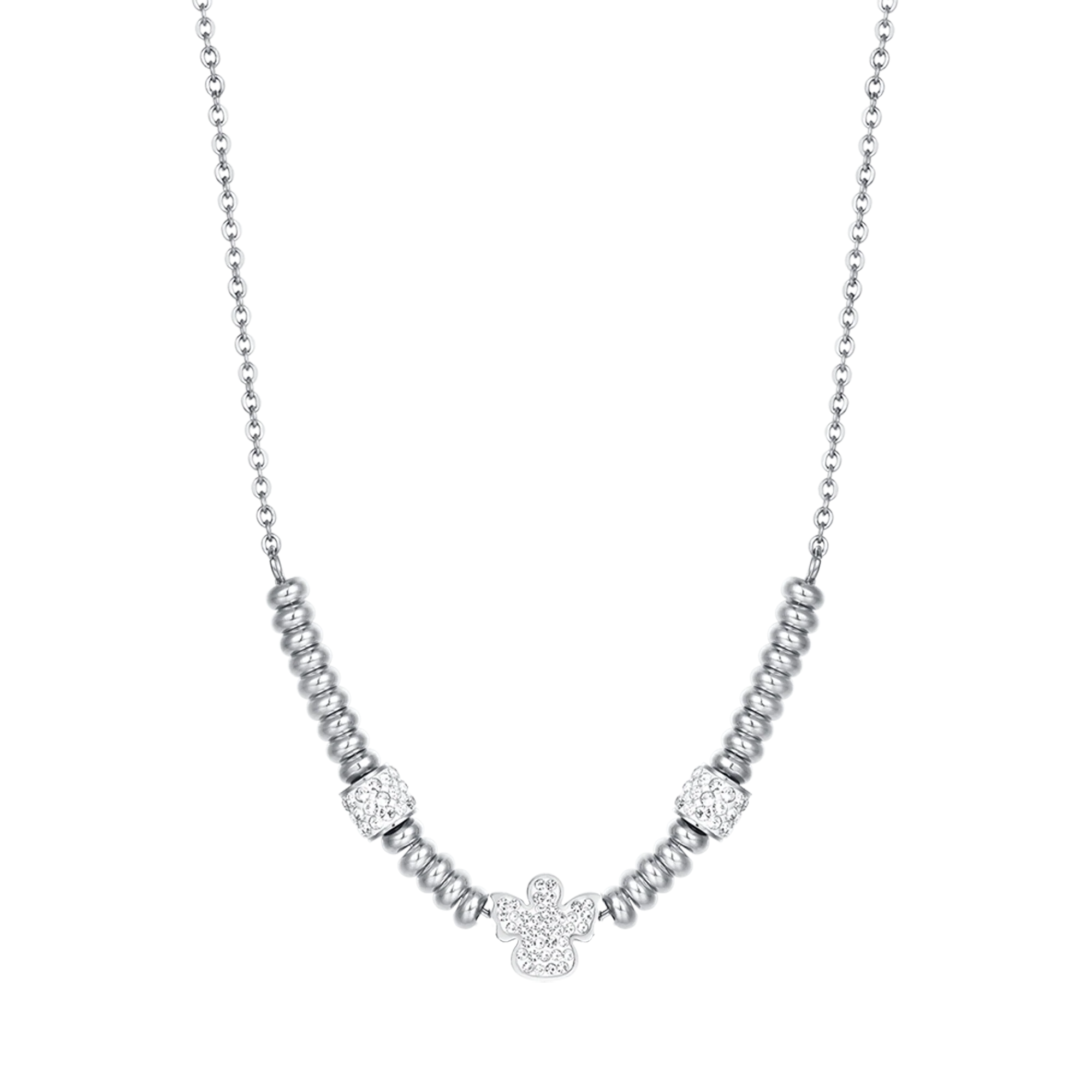 COLLANA IN ACCIAIO CON ANGELO CON CRISTALLI BIANCHI - Image 4