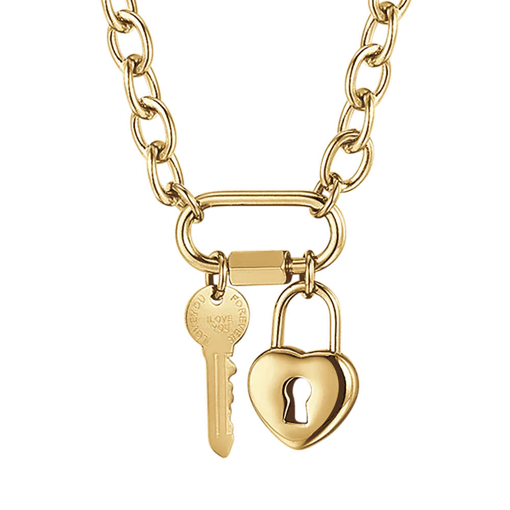 COLLANA DONNA IN ACCIAIO CON CHIAVE E CUORE LUCCHETTO - Image 9