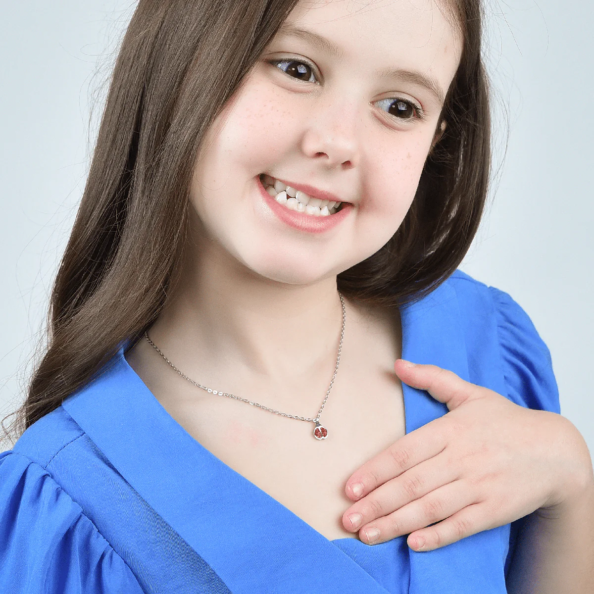COLLANA BAMBINA IN ACCIAIO CON COCCINELLA E CRISTALLI ROSSI - Image 5