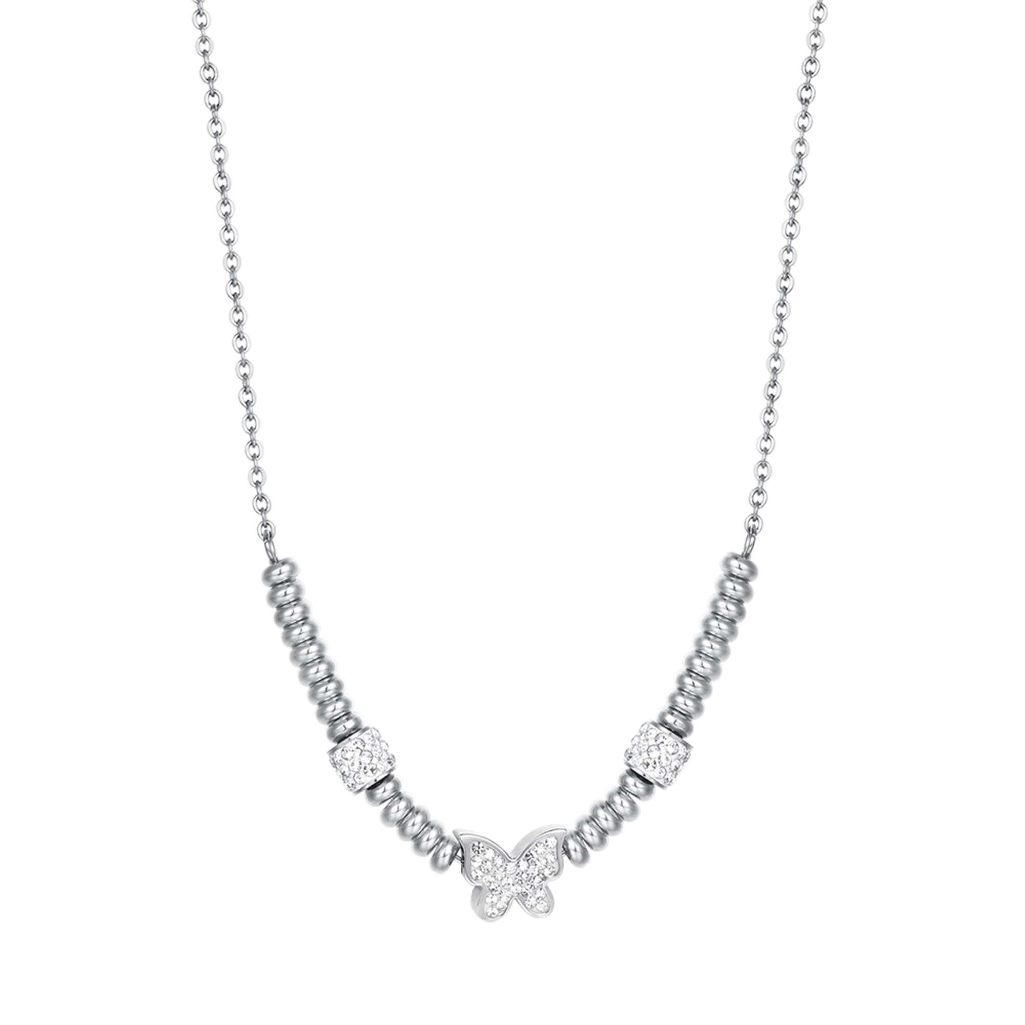 COLLANA IN ACCIAIO CON FARFALLA CON CRISTALLI BIANCHI - Image 3