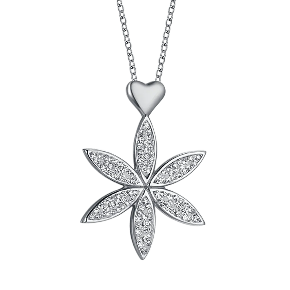 COLLANA DONNA IN ACCIAIO CON FIORE DELLA VITA E CUORE - Image 4