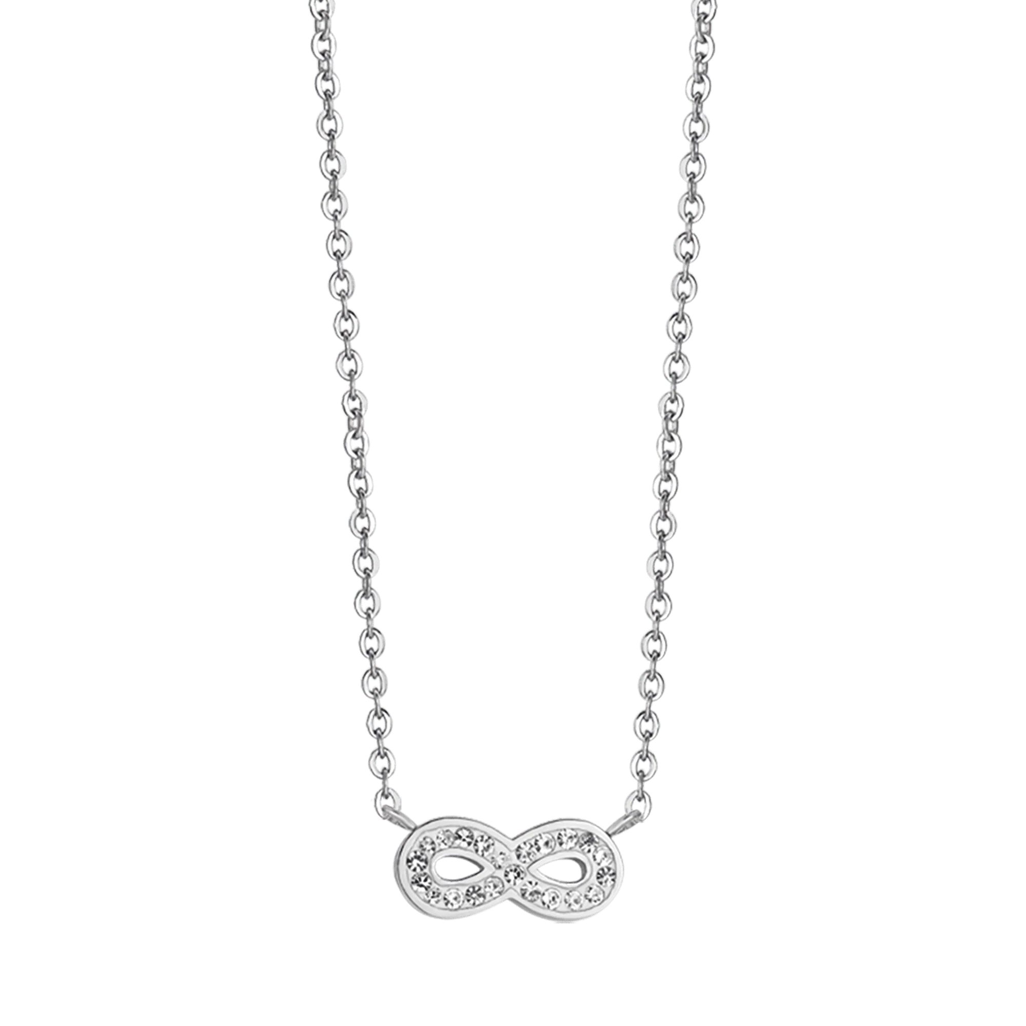 COLLANA DONNA IN ACCIAIO CON INFINITO E CRISTALLI BIANCHI
