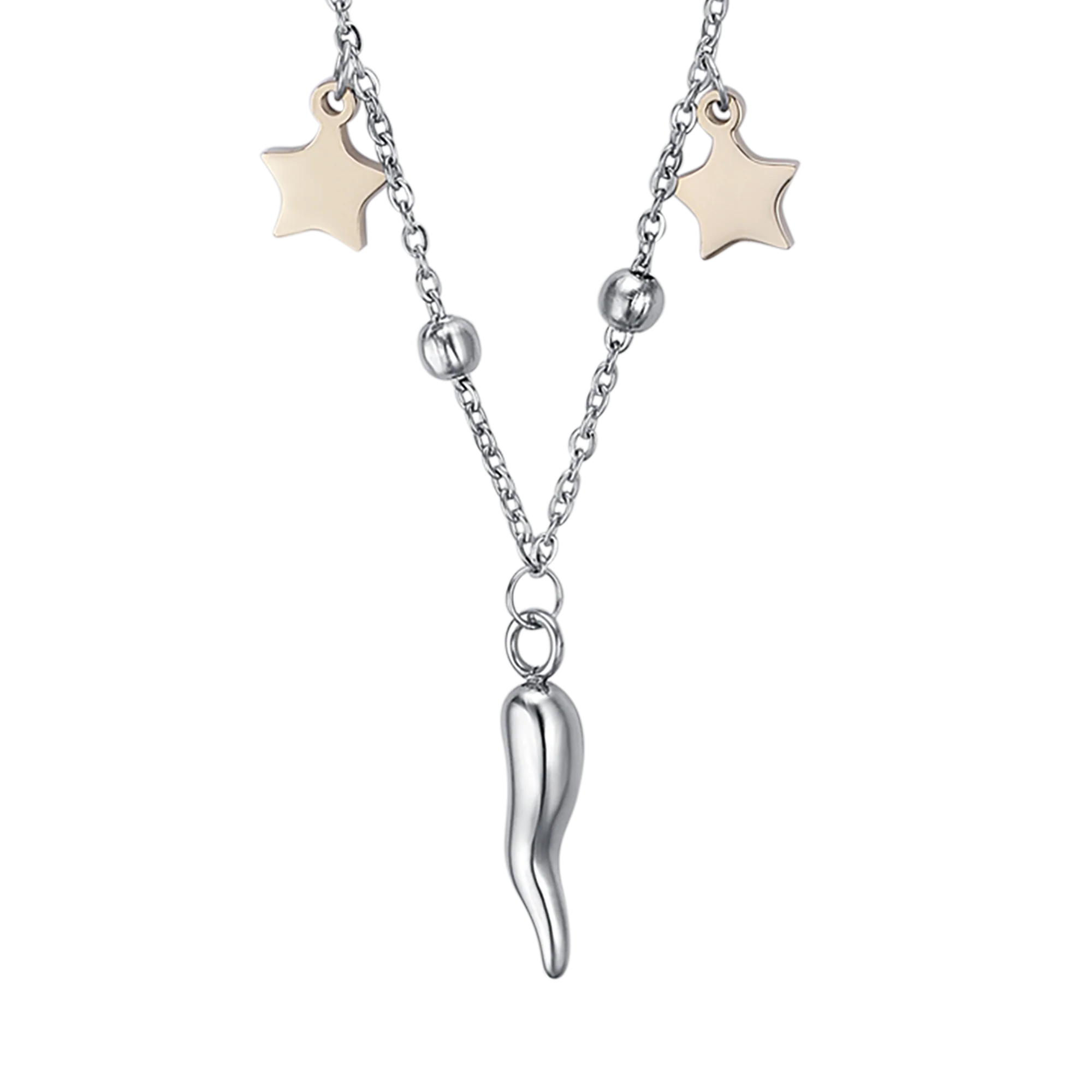 COLLANA DONNA IN ACCIAIO CON STELLE IN ACCIAIO IP GOLD E CORNO - Image 4