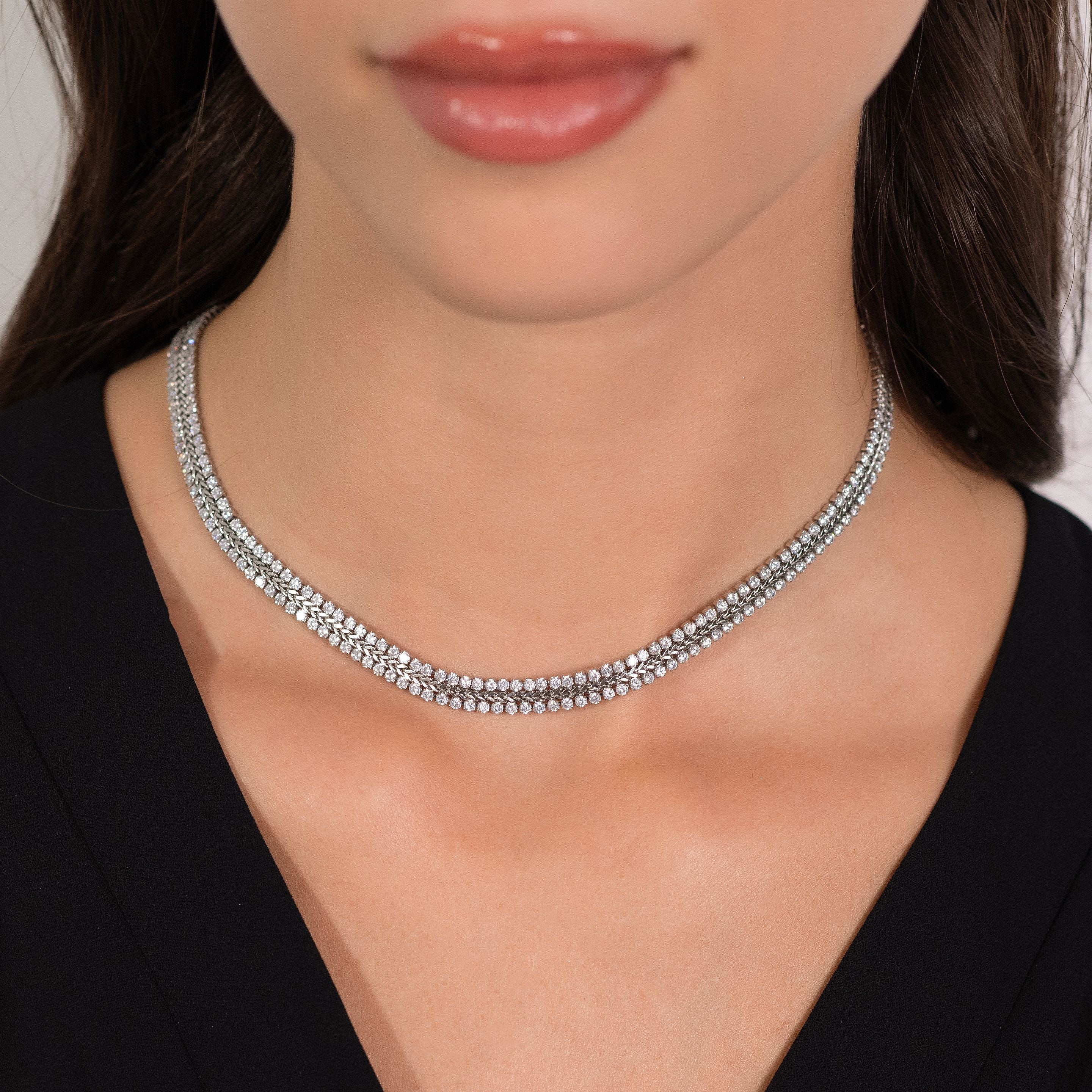 COLLANA TENNIS DONNA IN ACCIAIO CON CRISTALLI BIANCHI - Image 2