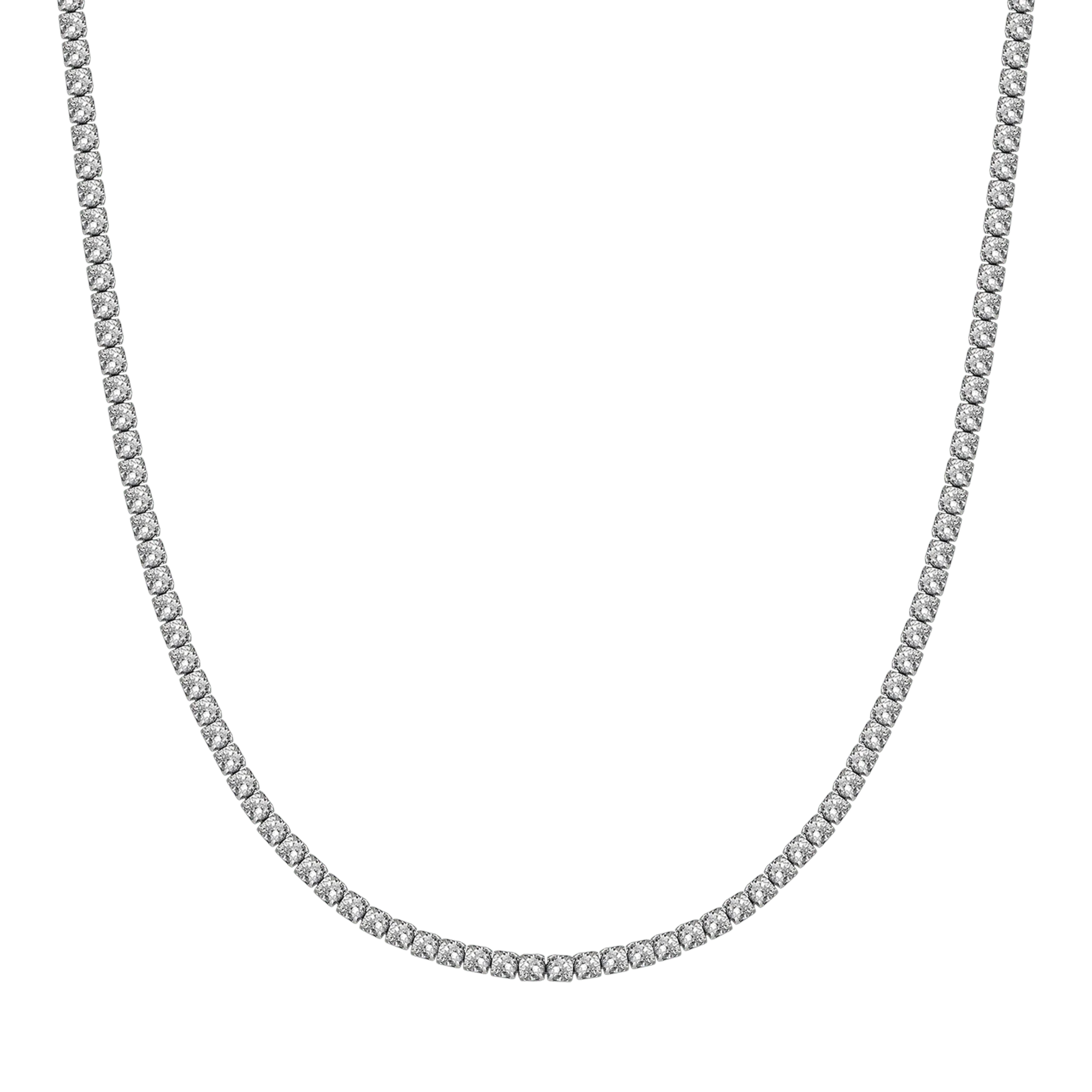 COLLANA TENNIS DONNA IN ACCIAIO CON CRISTALLI BIANCHI DA 4 MM