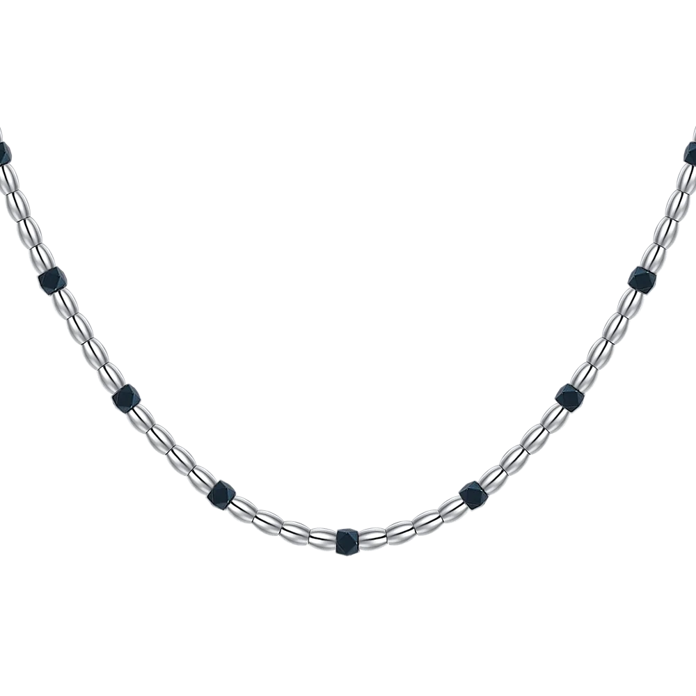 COLLANA UOMO IN ACCIAIO CON ELEMENTI IN EMATITE BLU - Image 2