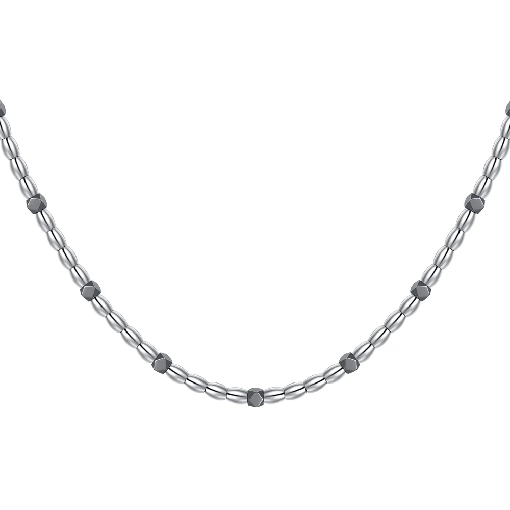 COLLANA UOMO IN ACCIAIO CON ELEMENTI IN EMATITE NERA - Image 5