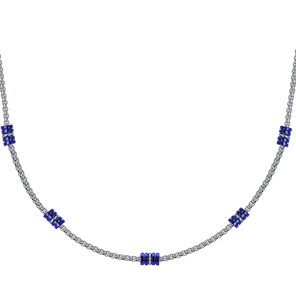 COLLANA UOMO IN ACCIAIO CON ELEMENTI IP BLU E SILVER - Image 4