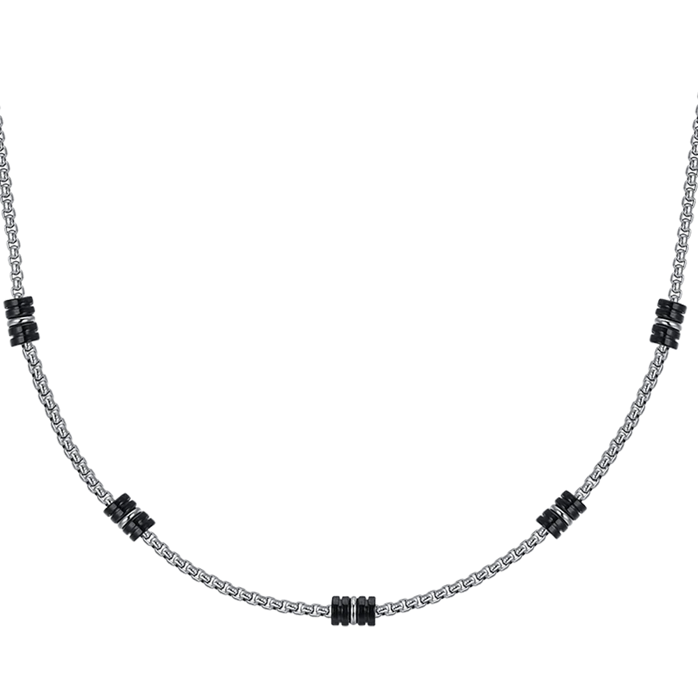 COLLANA UOMO IN ACCIAIO CON ELEMENTI IP NERO E SILVER - Image 4