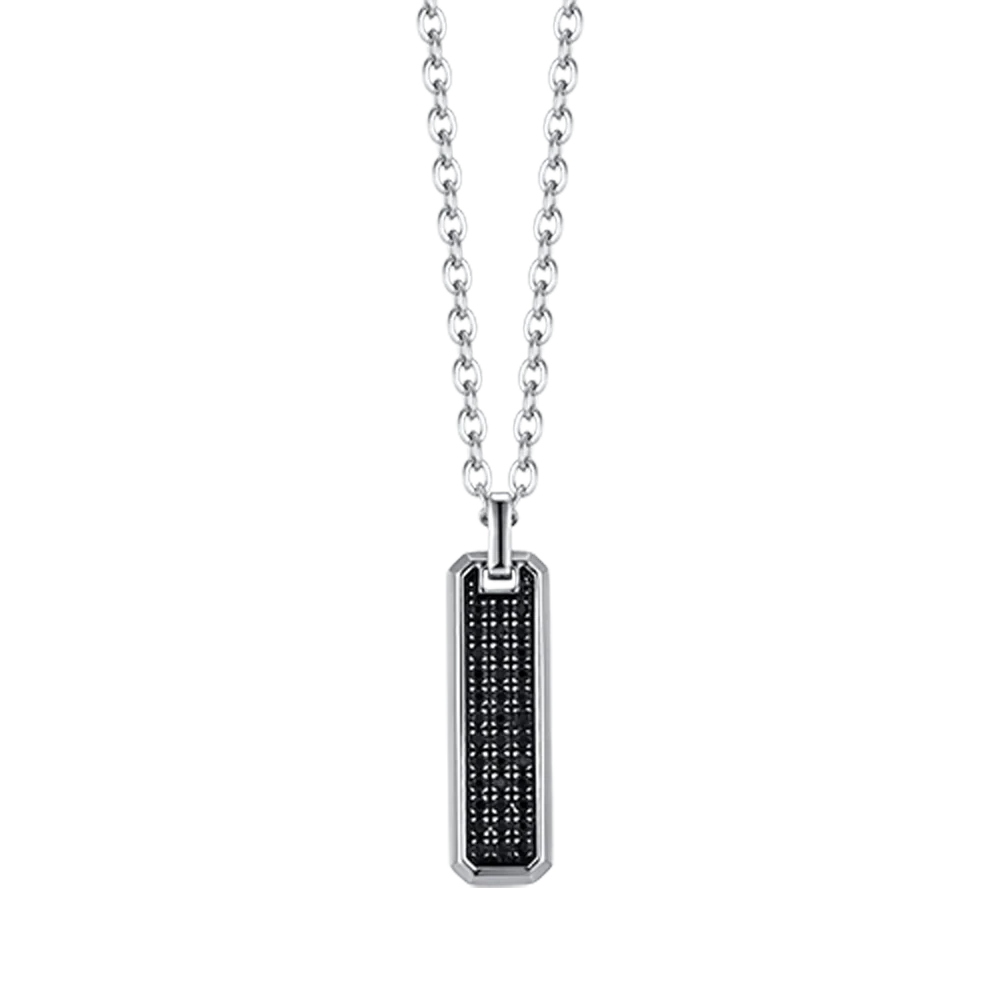 COLLANA UOMO IN ACCIAIO CON ELEMENTO CON CRISTALLI NERI - Image 4
