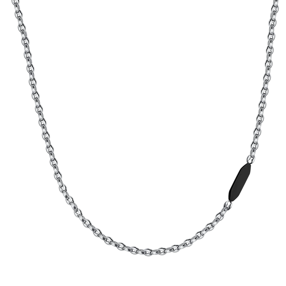 COLLANA UOMO IN ACCIAIO CON ELEMENTO IP NERO