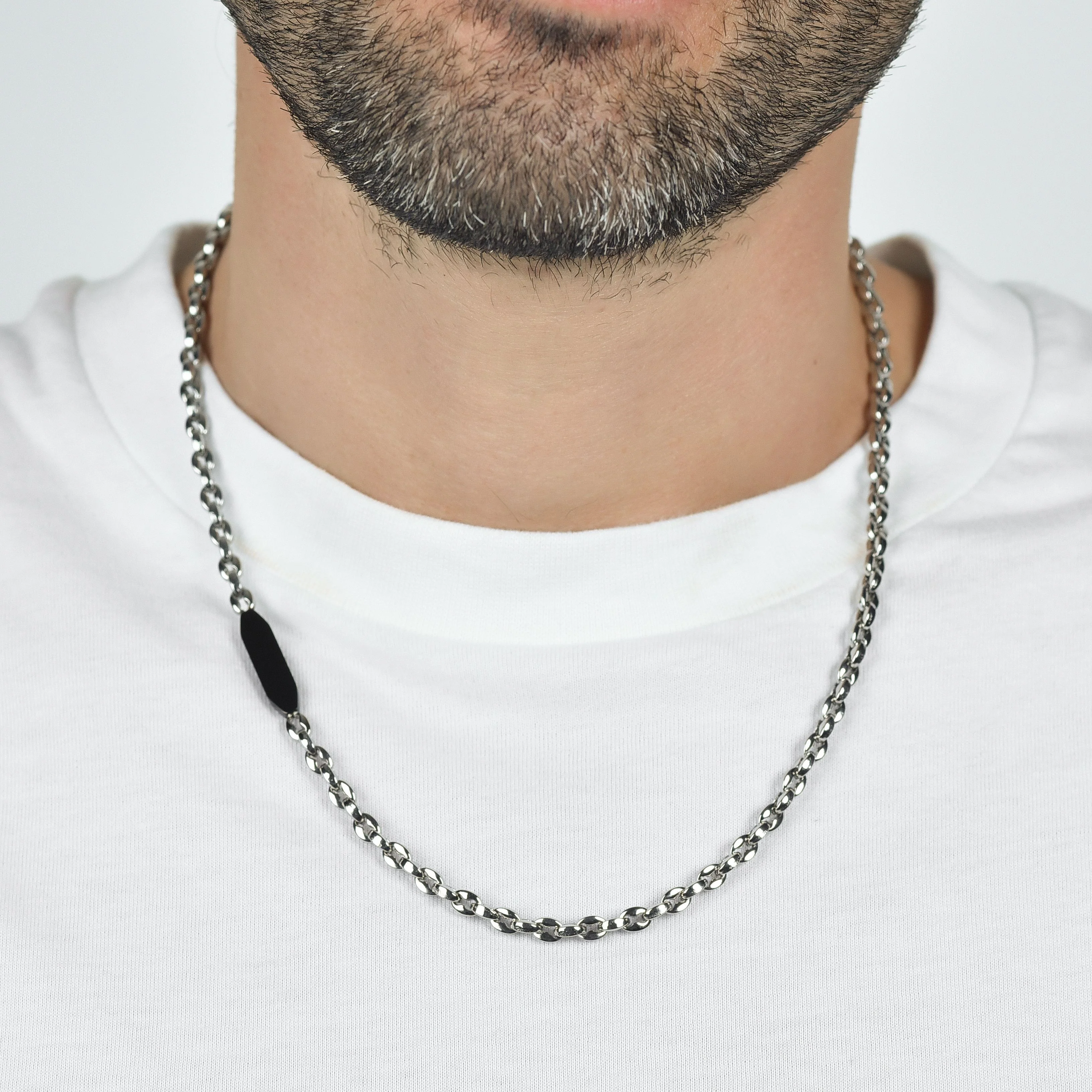COLLANA UOMO IN ACCIAIO CON ELEMENTO IP NERO - Image 2