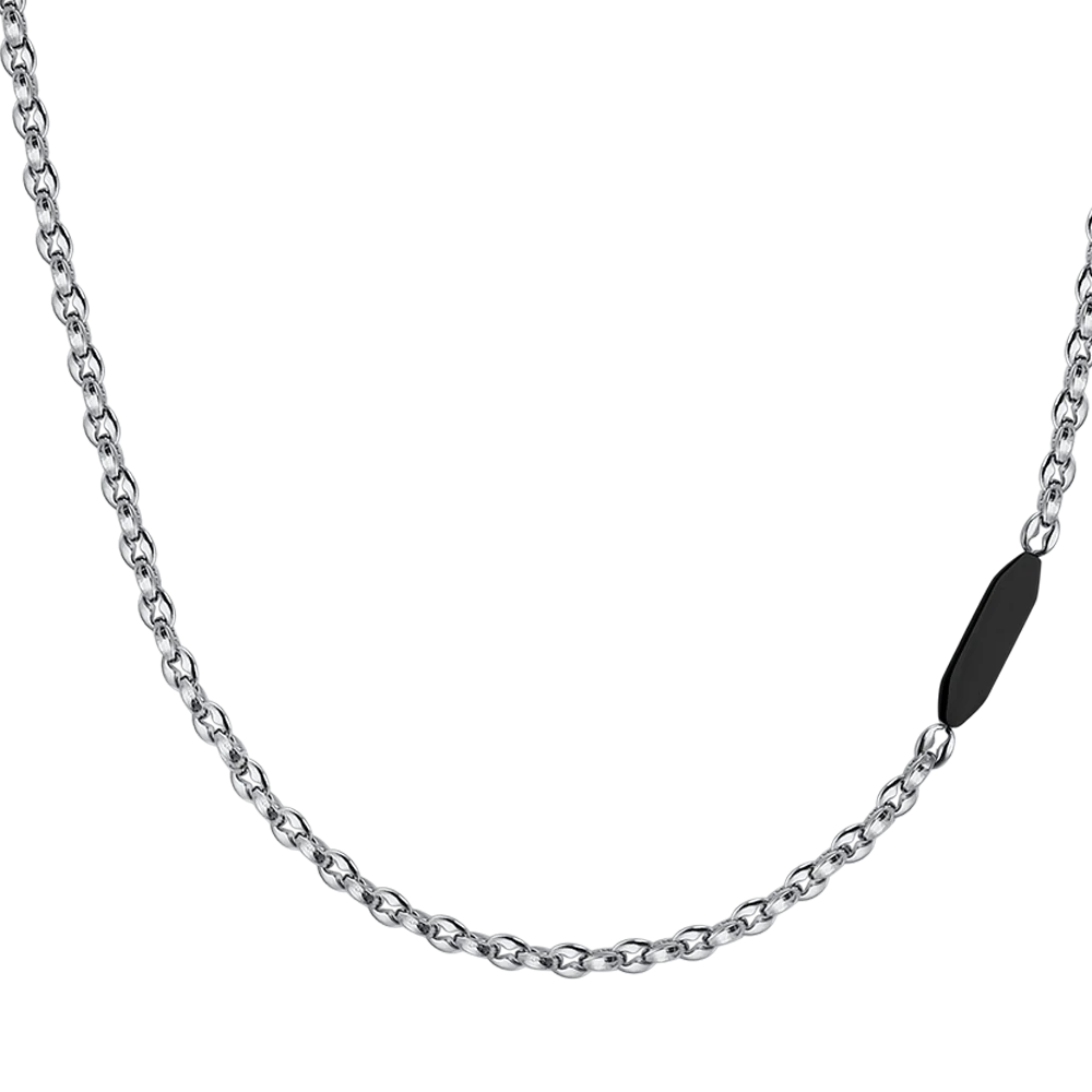 COLLANA UOMO IN ACCIAIO CON ELEMENTO IP NERO - Image 4