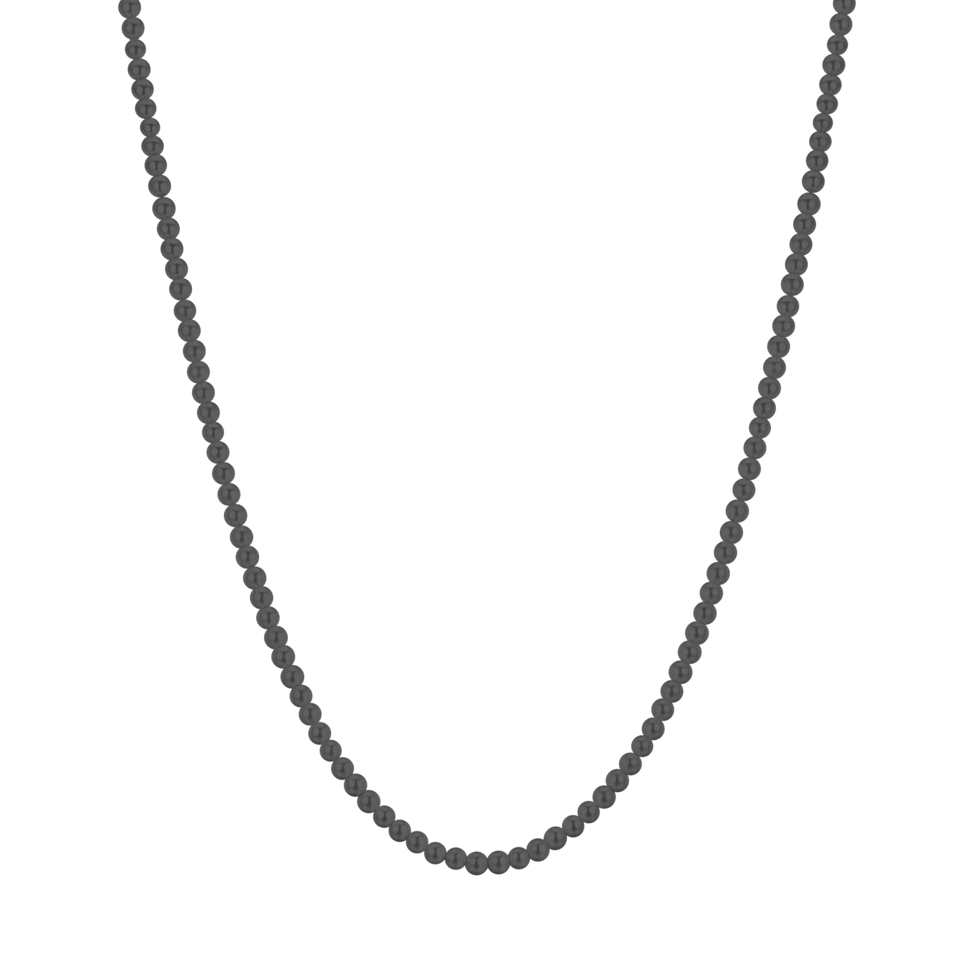 COLLANA UOMO IN ACCIAIO CON PERLE NERE