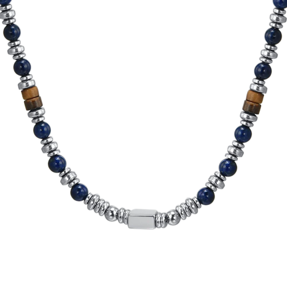 COLLANA UOMO IN ACCIAIO CON PIETRA LAPIS - Image 4