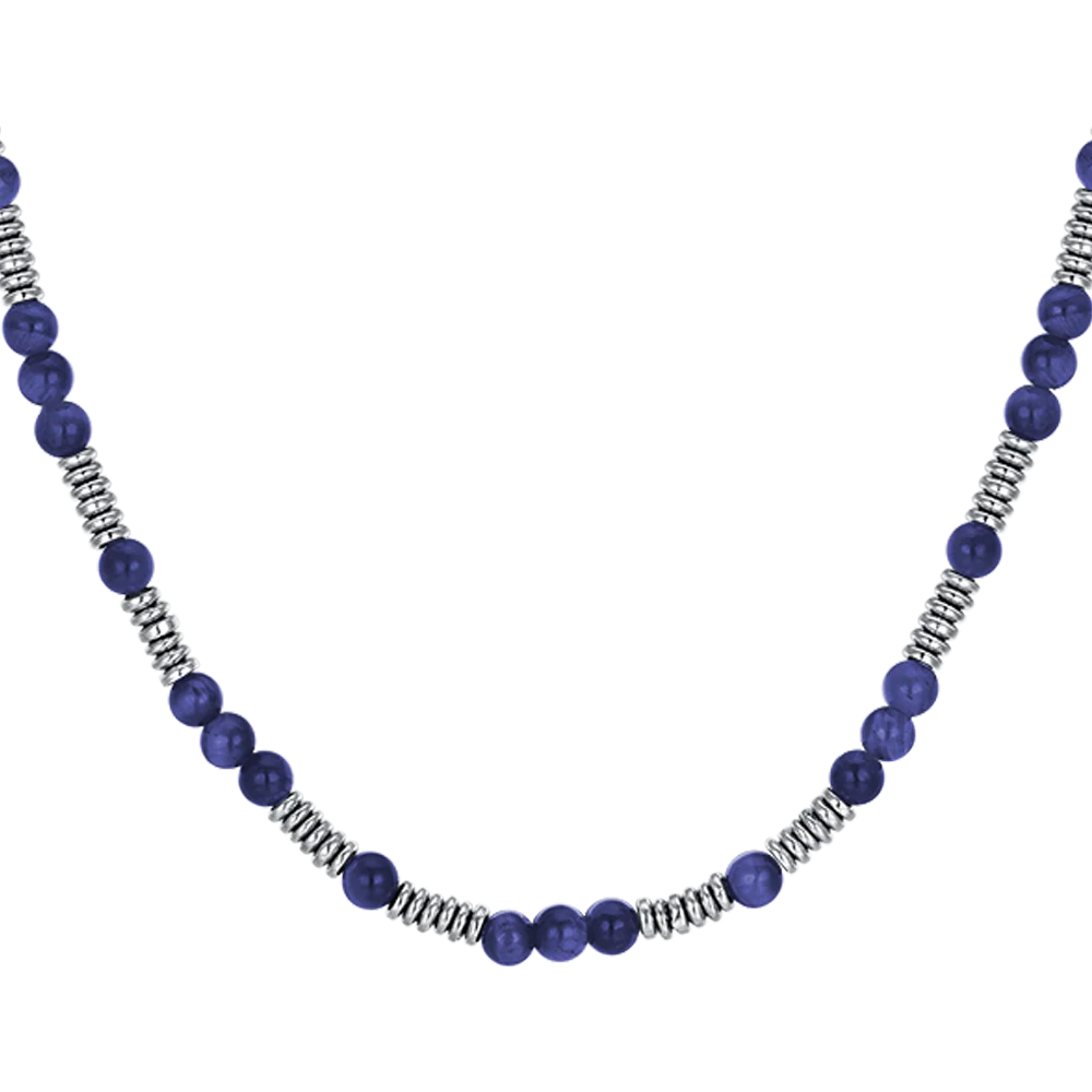 COLLANA UOMO IN ACCIAIO CON PIETRE BLU ED ELEMENTI IN ACCIAIO - Image 4