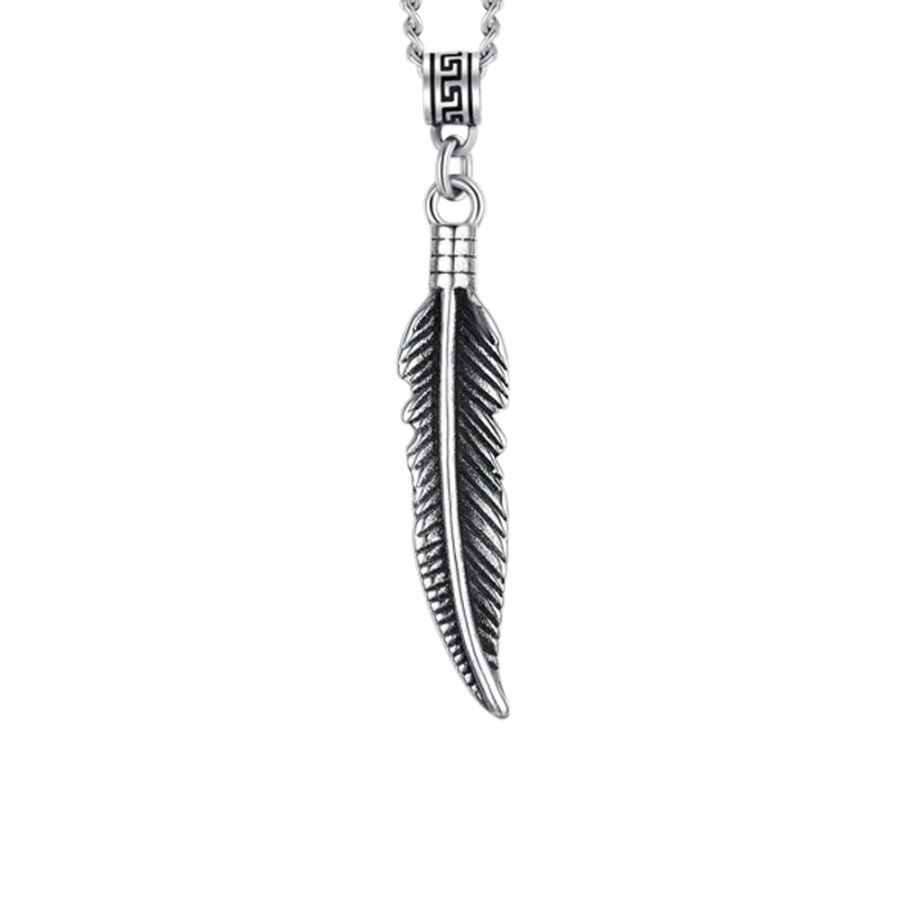 COLLANA UOMO IN ACCIAIO CON PIUMA - Image 4