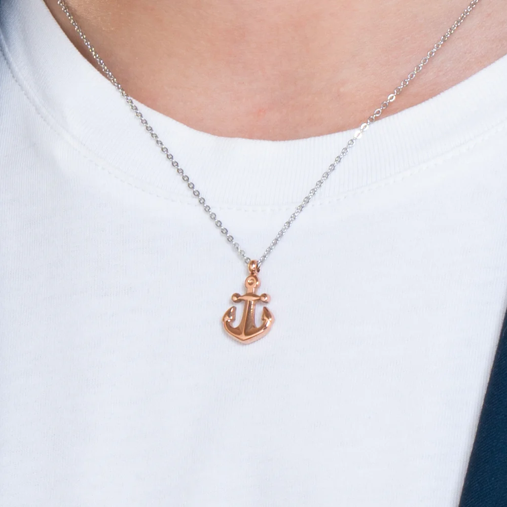 COLLANA UOMO IN ACCIAIO IP ROSE CON ANCORA - Image 2