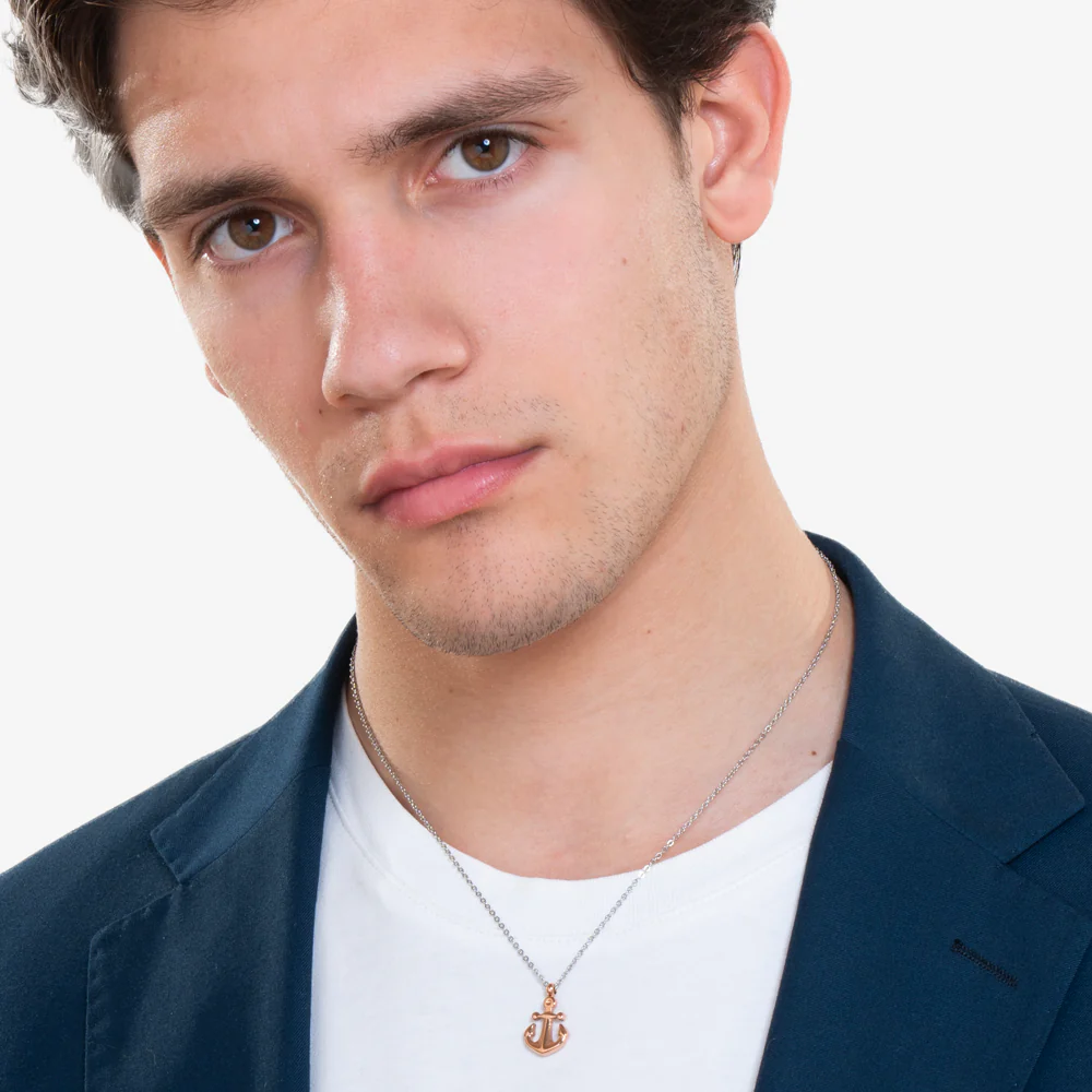 COLLANA UOMO IN ACCIAIO IP ROSE CON ANCORA - Image 3