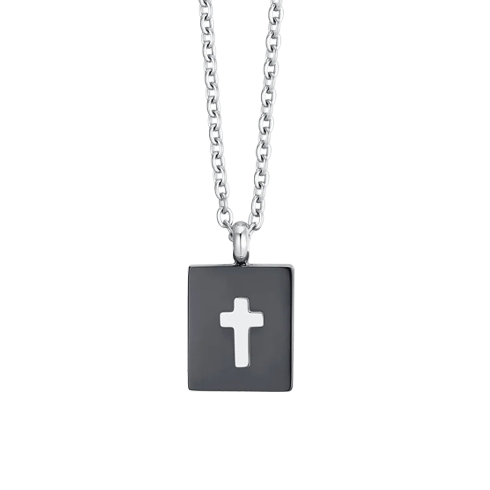 COLLANA UOMO IN ACCIAIO PIASTRA CON CROCE - Image 4
