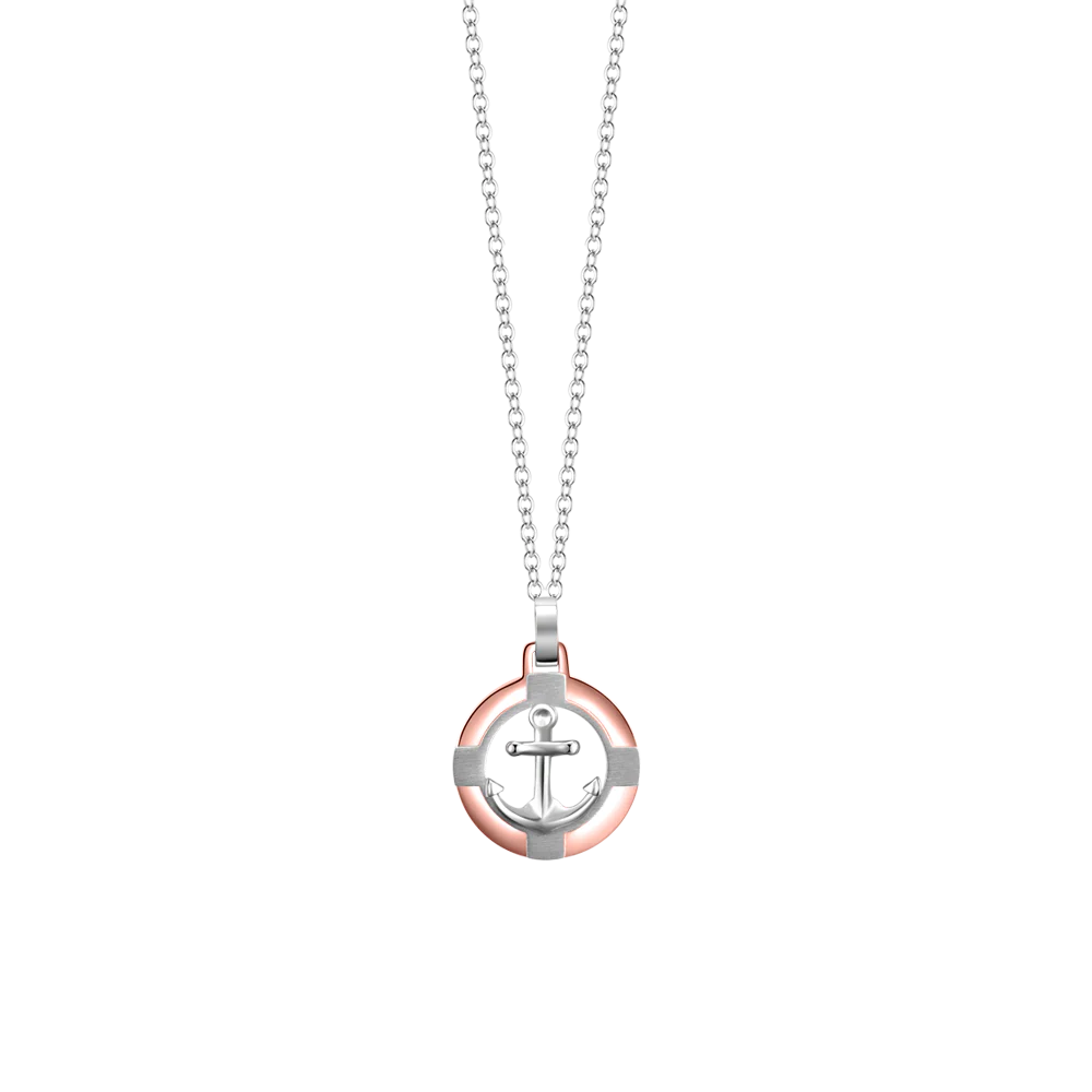 COLLANA UOMO IN ACCIAIO ROSA GOLD CON  ANCORA