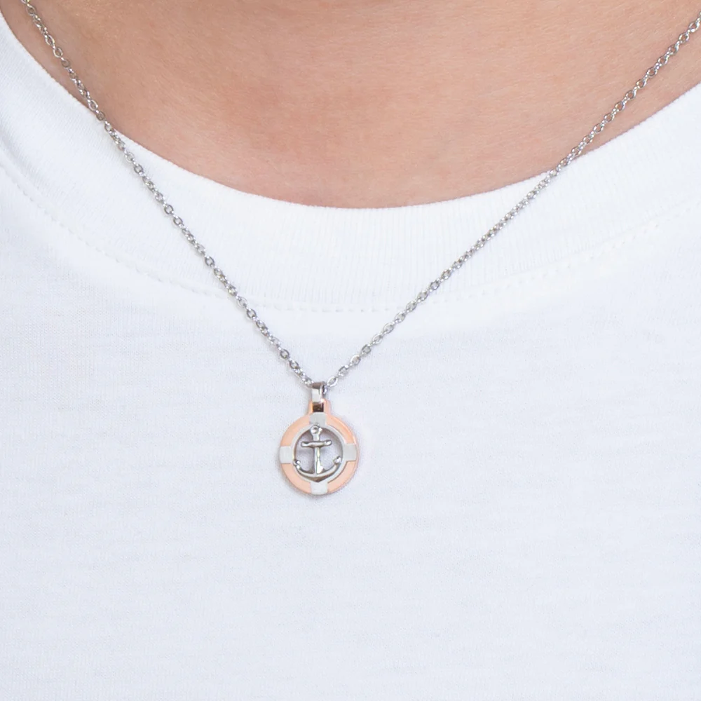 COLLANA UOMO IN ACCIAIO ROSA GOLD CON  ANCORA - Image 2