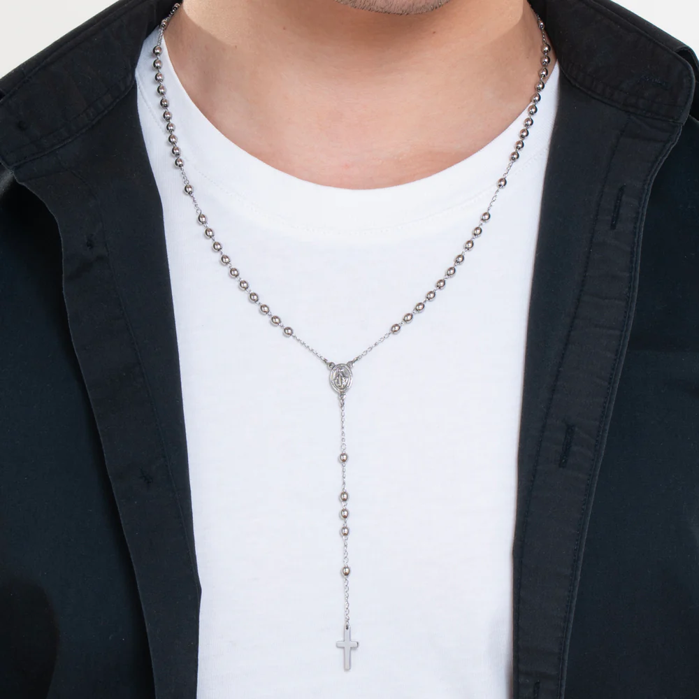 COLLANA UOMO ROSARIO IN ACCIAIO - Image 2