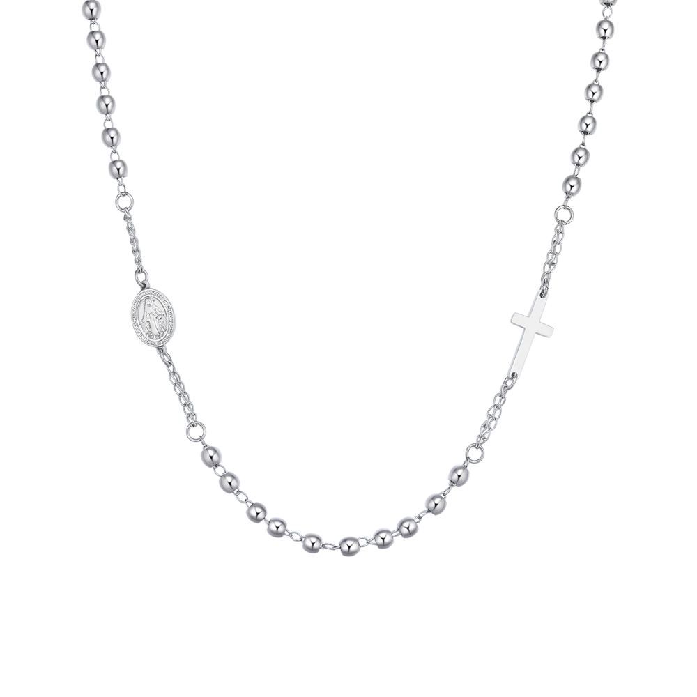 COLLANA UOMO ROSARIO IN ACCIAIO