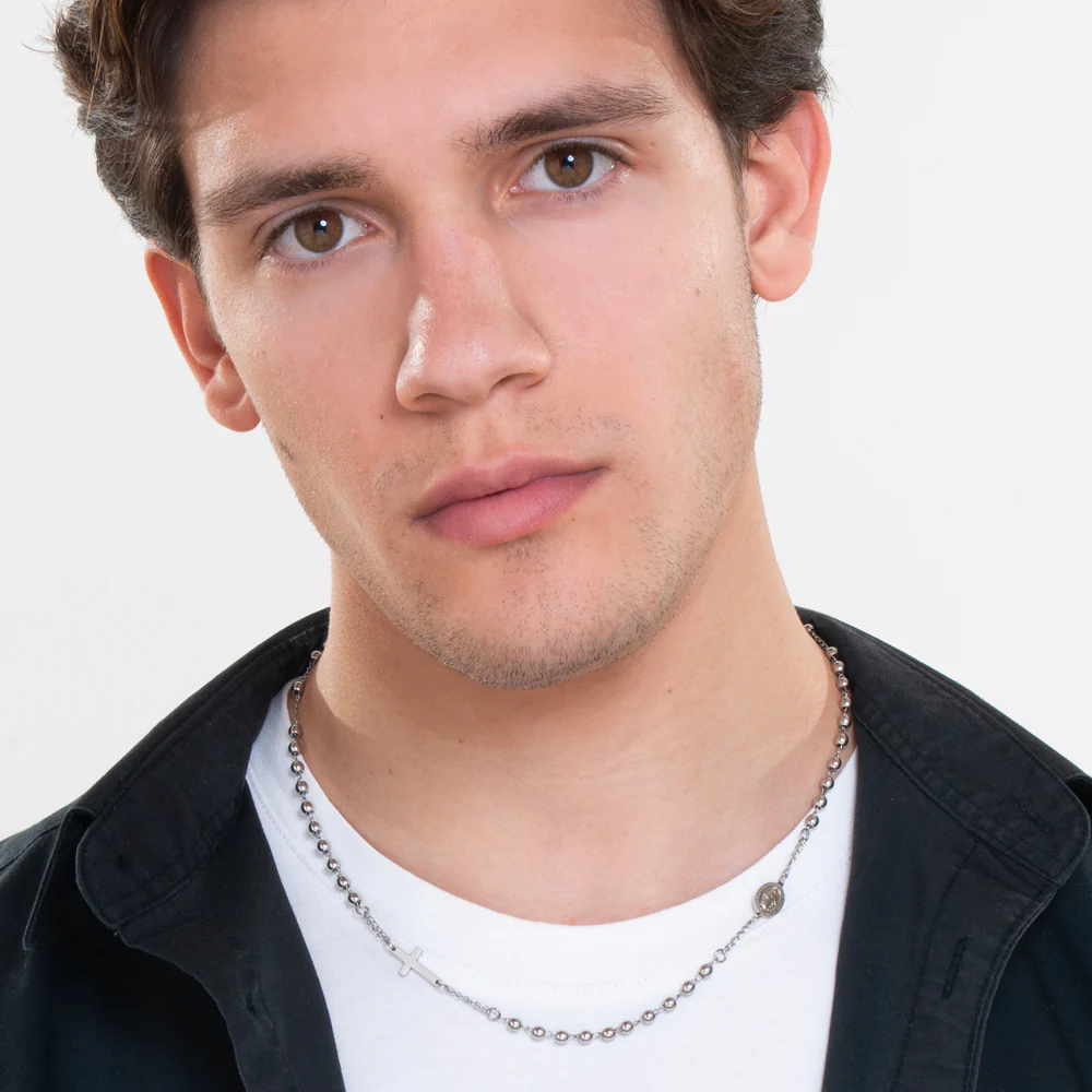COLLANA UOMO ROSARIO IN ACCIAIO - Image 3