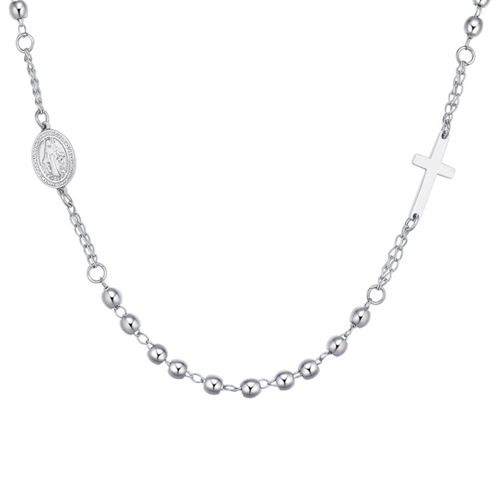 COLLANA UOMO ROSARIO IN ACCIAIO - Image 4