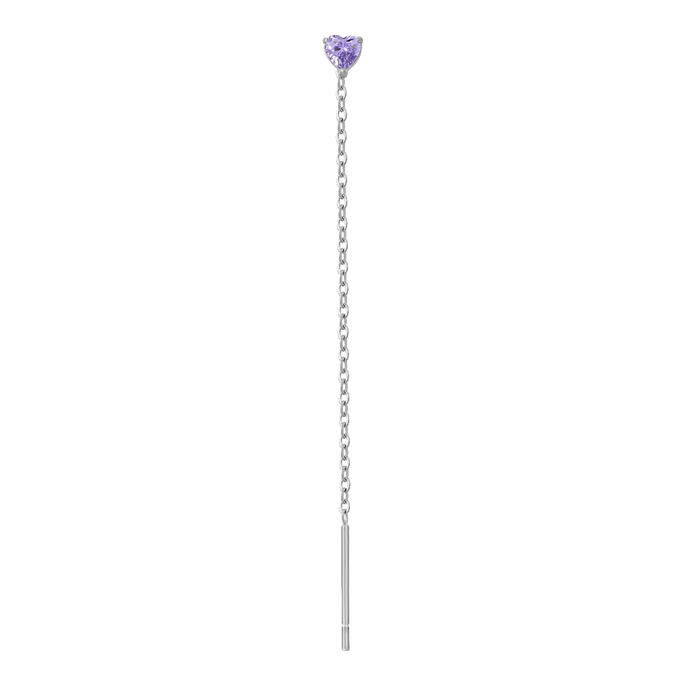 MONO ORECCHINO DONNA IN ACCIAIO CON CRISTALLO VIOLA
