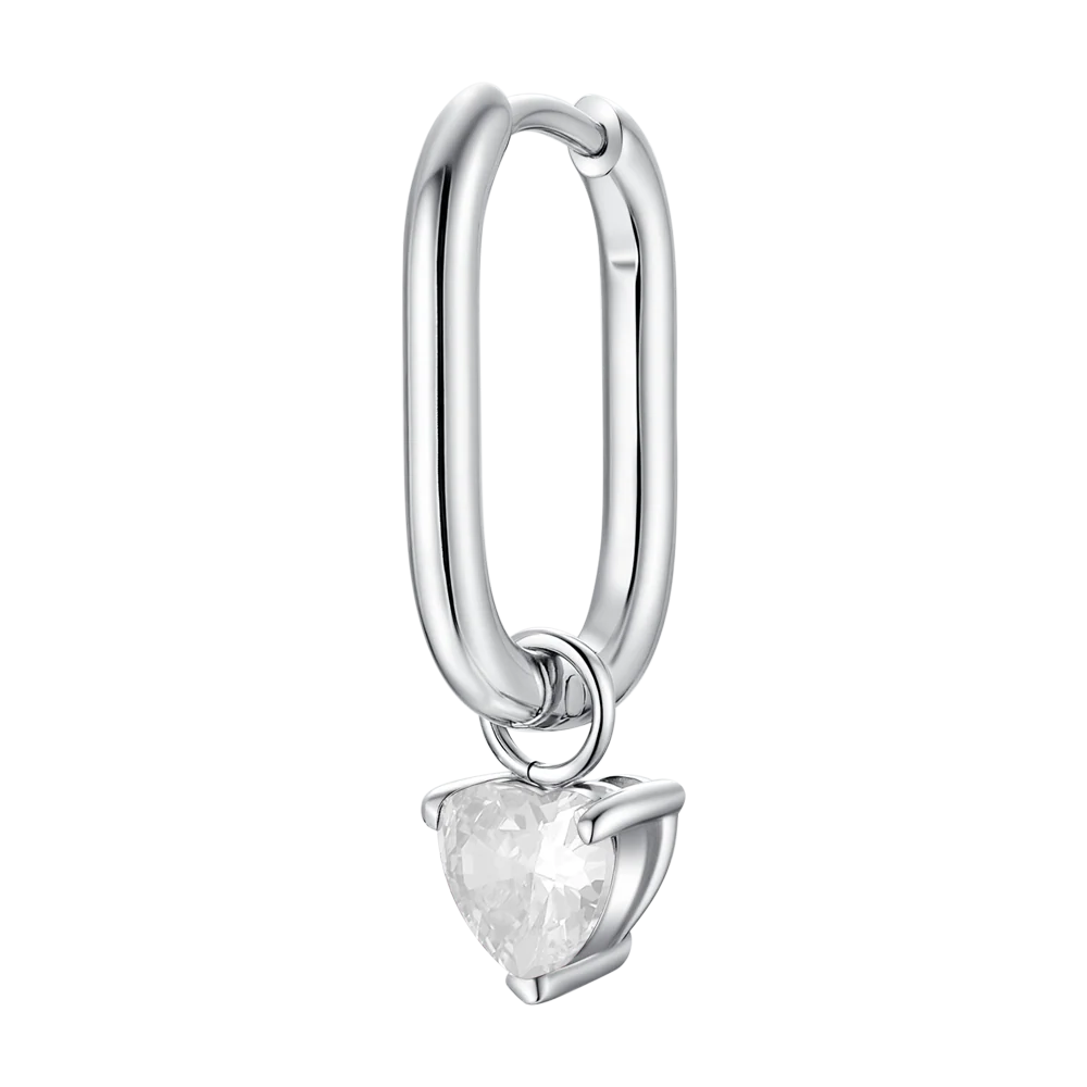 MONO ORECCHINO DONNA IN ACCIAIO CON ZIRCONE BIANCO