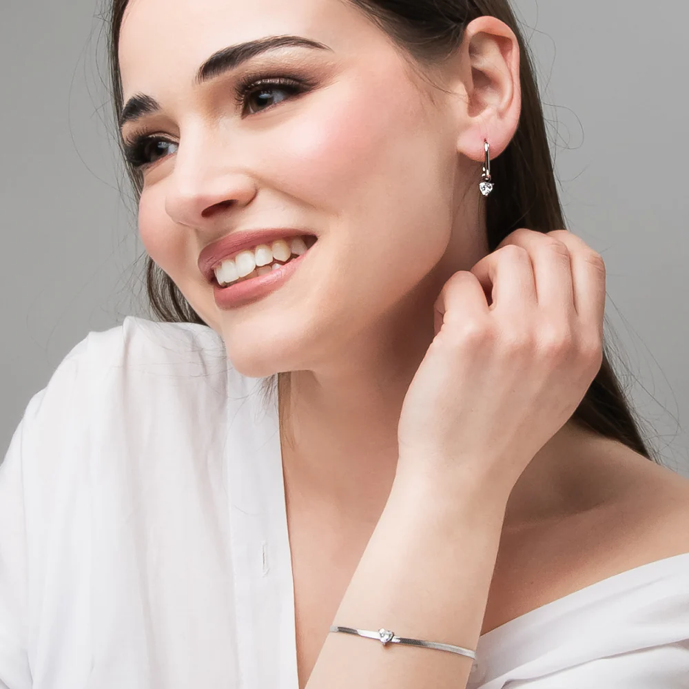 MONO ORECCHINO DONNA IN ACCIAIO CON ZIRCONE BIANCO - Image 4