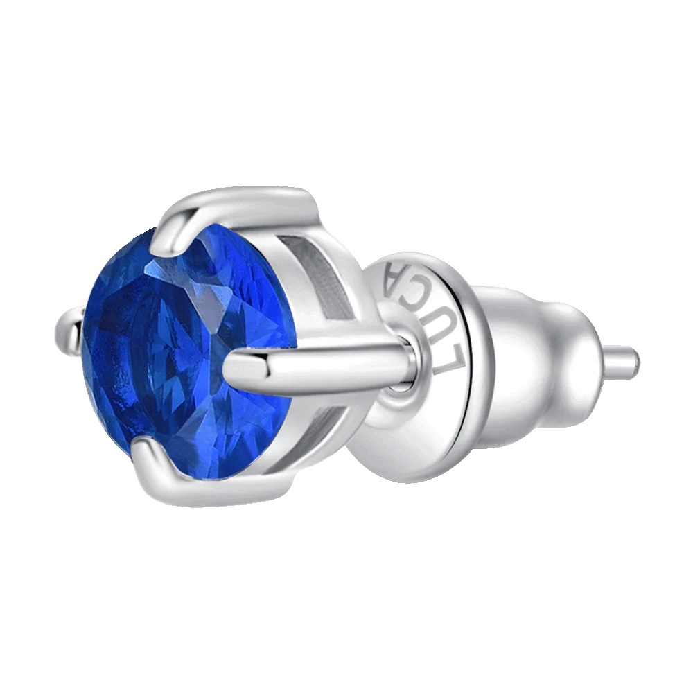 MONO ORECCHINO DONNA IN ACCIAIO CON ZIRCONE BLU
