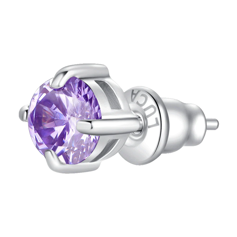 MONO ORECCHINO DONNA IN ACCIAIO CON ZIRCONE VIOLA