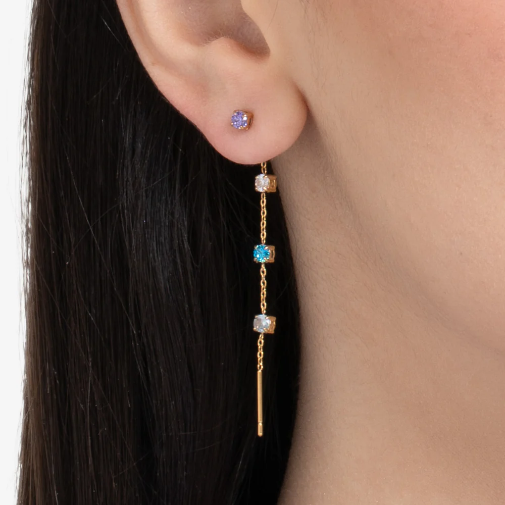 MONO ORECCHINO DONNA IN ACCIAIO IP GOLD CON CRISTALLI MULTICOLOR - Image 2