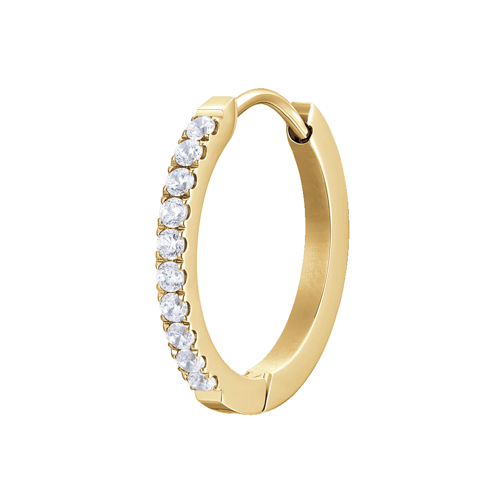 MONO ORECCHINO DONNA IN ACCIAIO IP GOLD CON ZIRCONI BIANCHI
