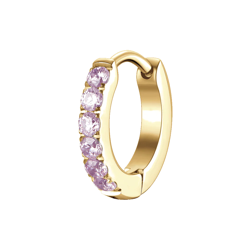MONO ORECCHINO DONNA IN ACCIAIO IP GOLD CON ZIRCONI ROSA