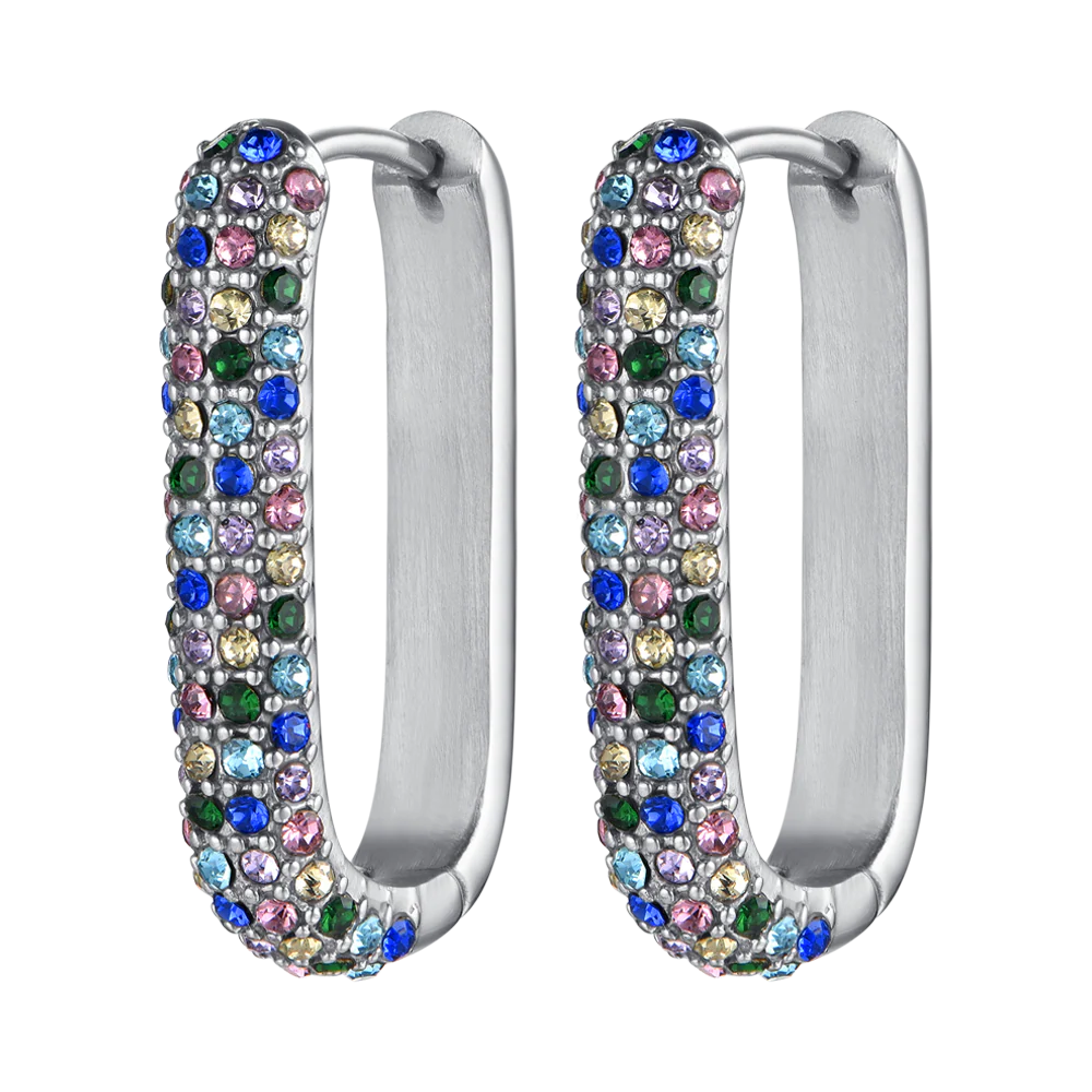 ORECCHINI DONNA IN ACCIAIO CON CRISTALLI MULTICOLOR