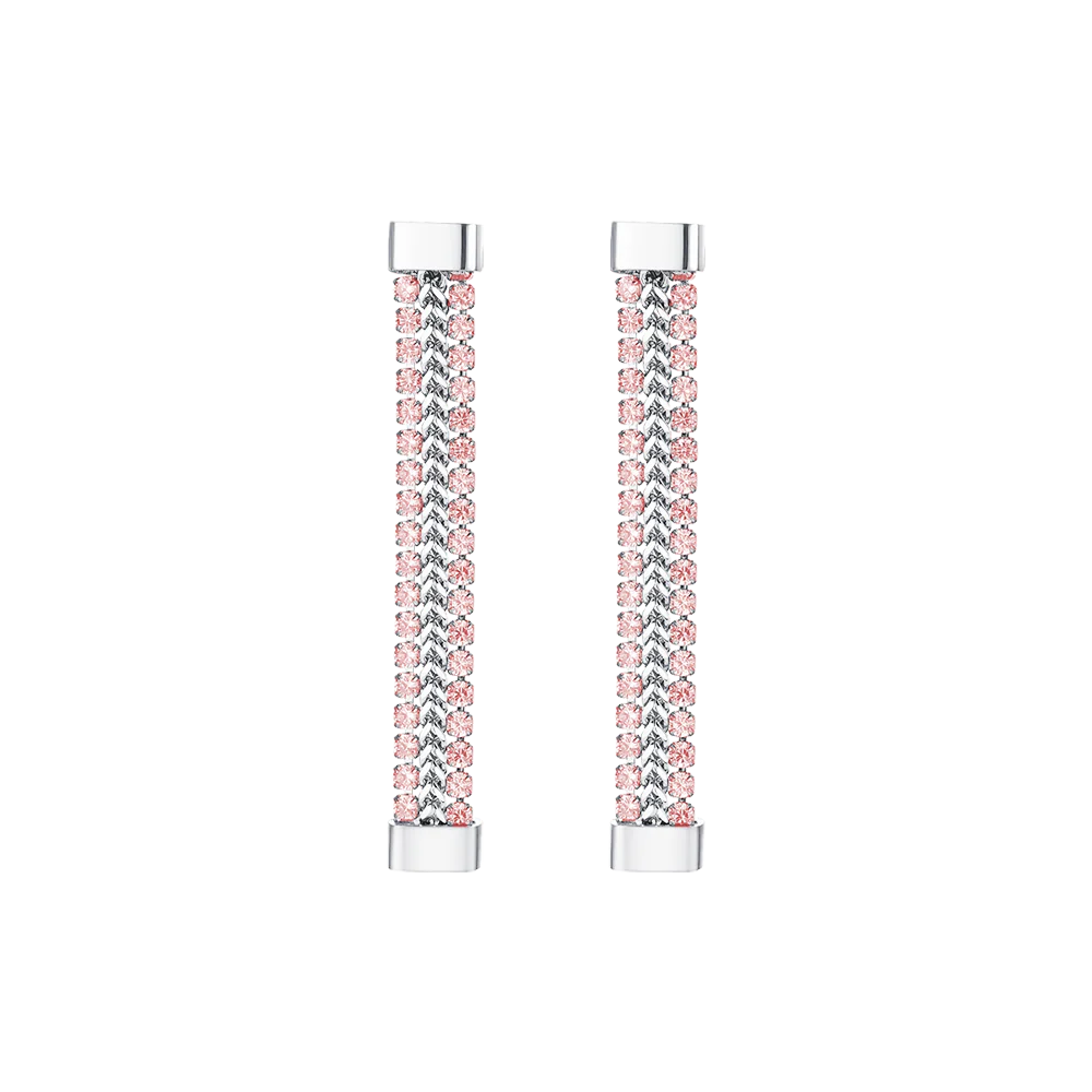 ORECCHINI DONNA IN ACCIAIO CON CRISTALLI ROSA