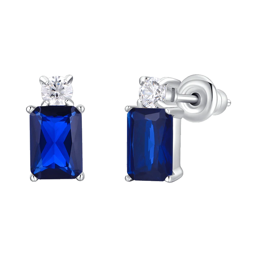 ORECCHINI DONNA IN ACCIAIO CON ZIRCONI BLU E BIANCHI