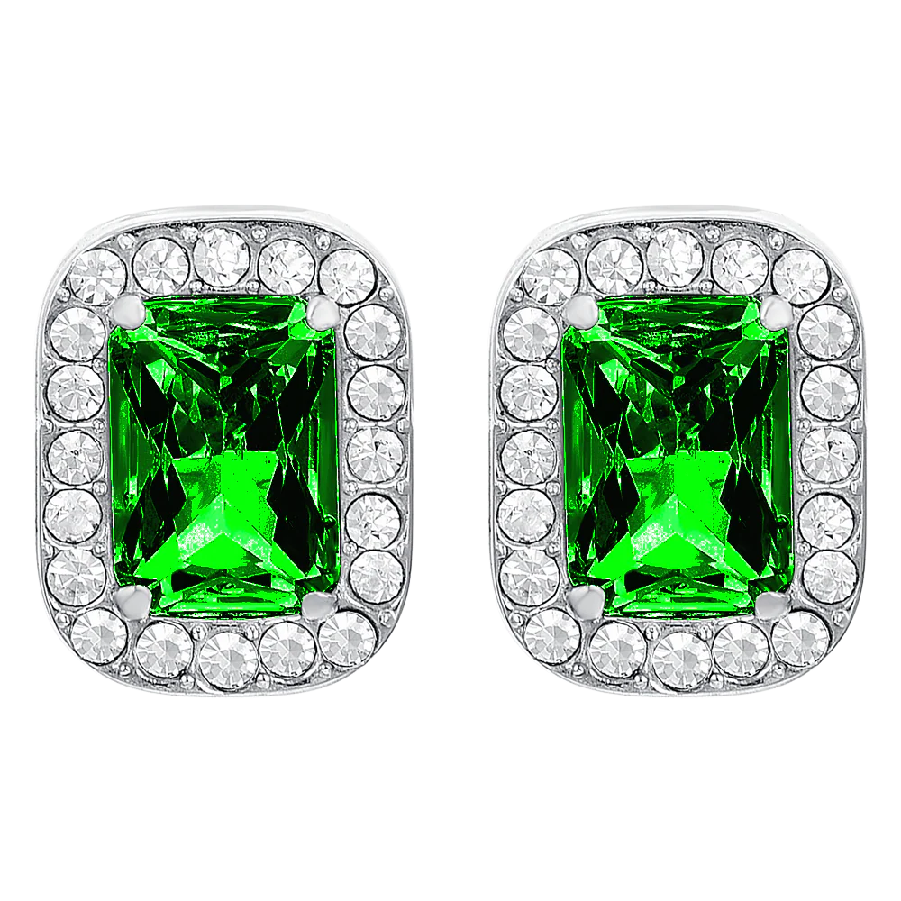 ORECCHINI DONNA IN ACCIAIO CRISTALLI E ZIRCONE VERDE