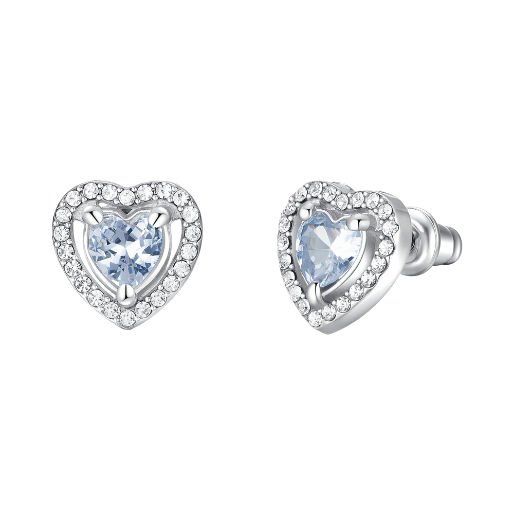 ORECCHINI DONNA IN ACCIAIO CUORE ZIRCONE BIANCO