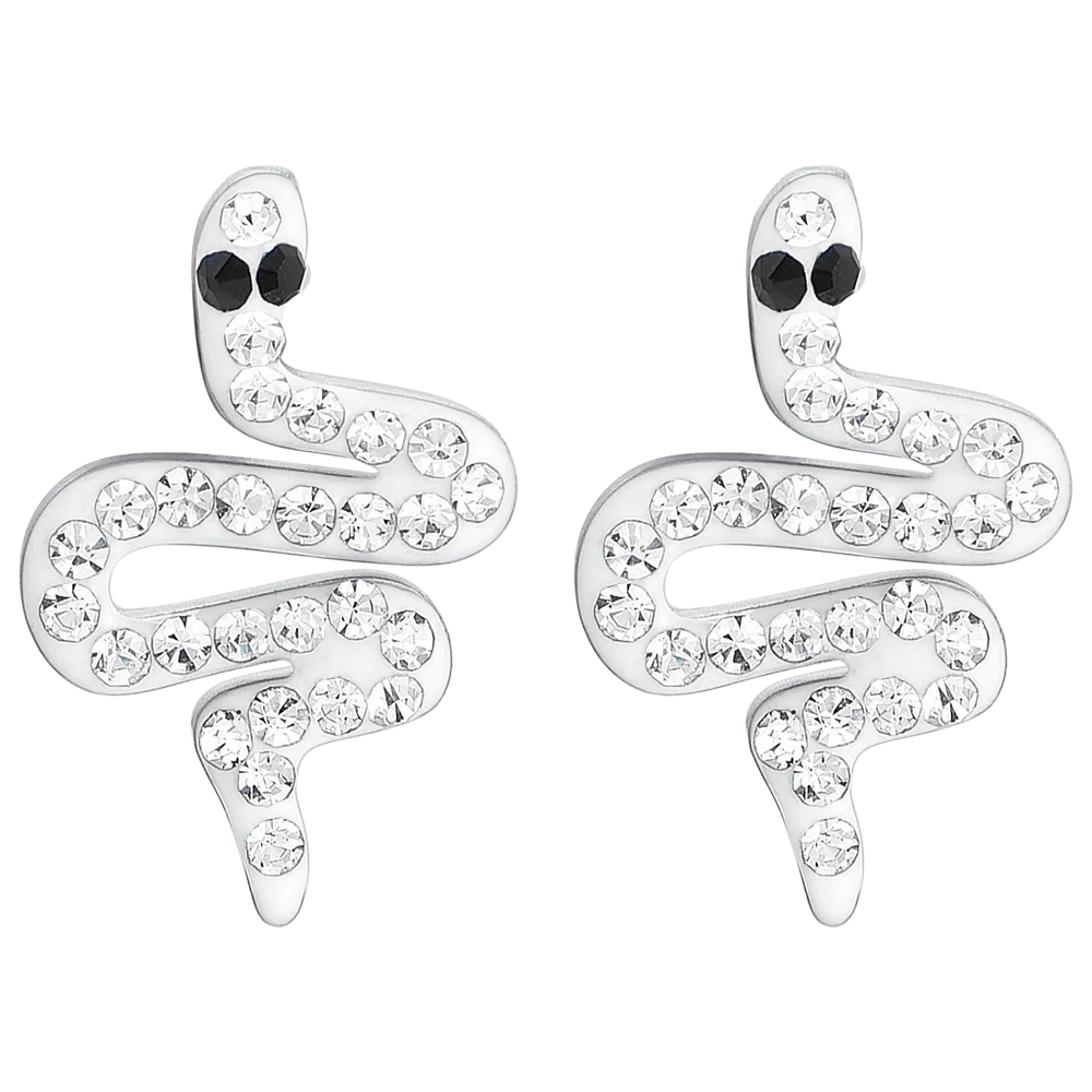 ORECCHINI DONNA IN ACCIAIO SERPENTE E CRISTALLI