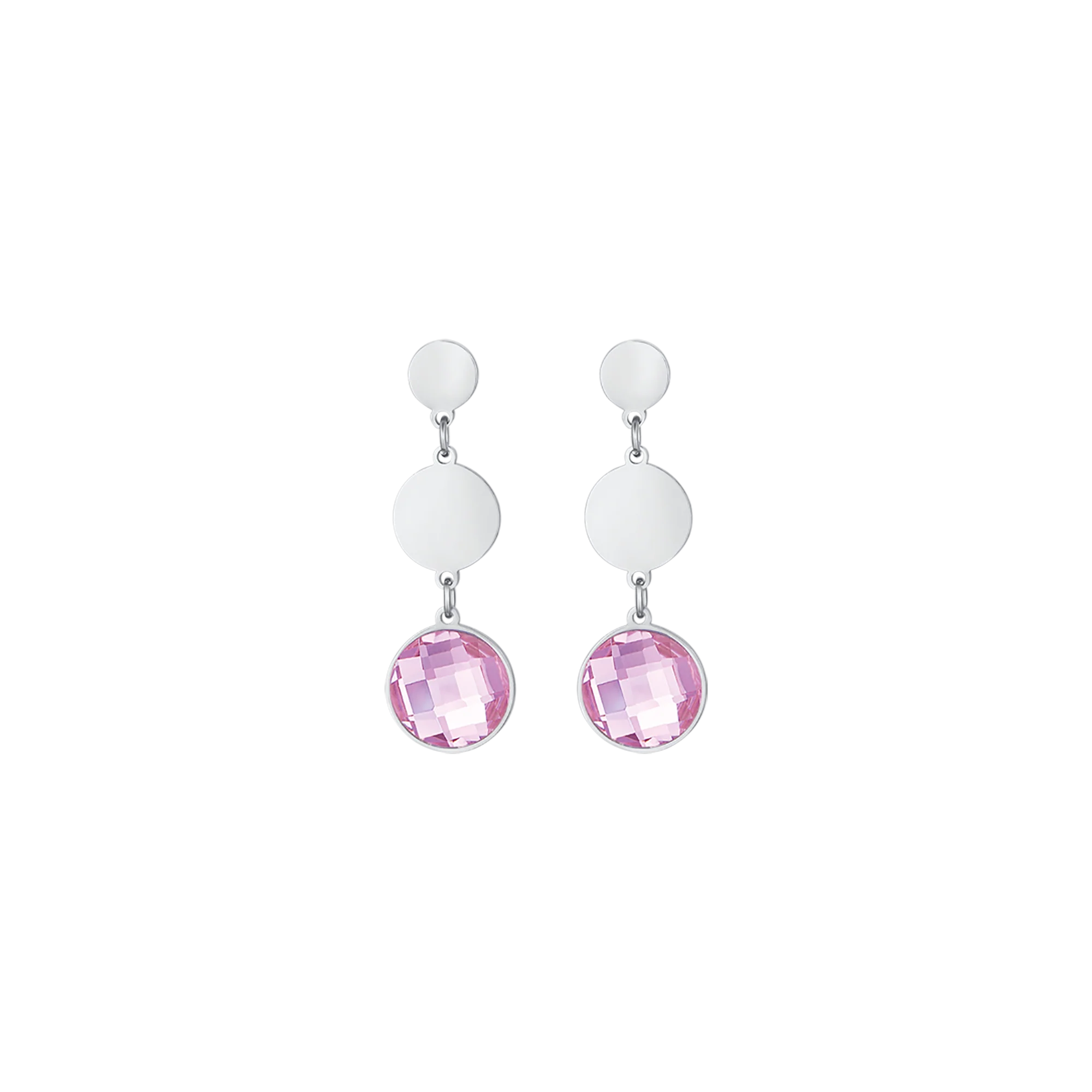 ORECCHINI IN ACCIAIO CON PIETRE ROSA