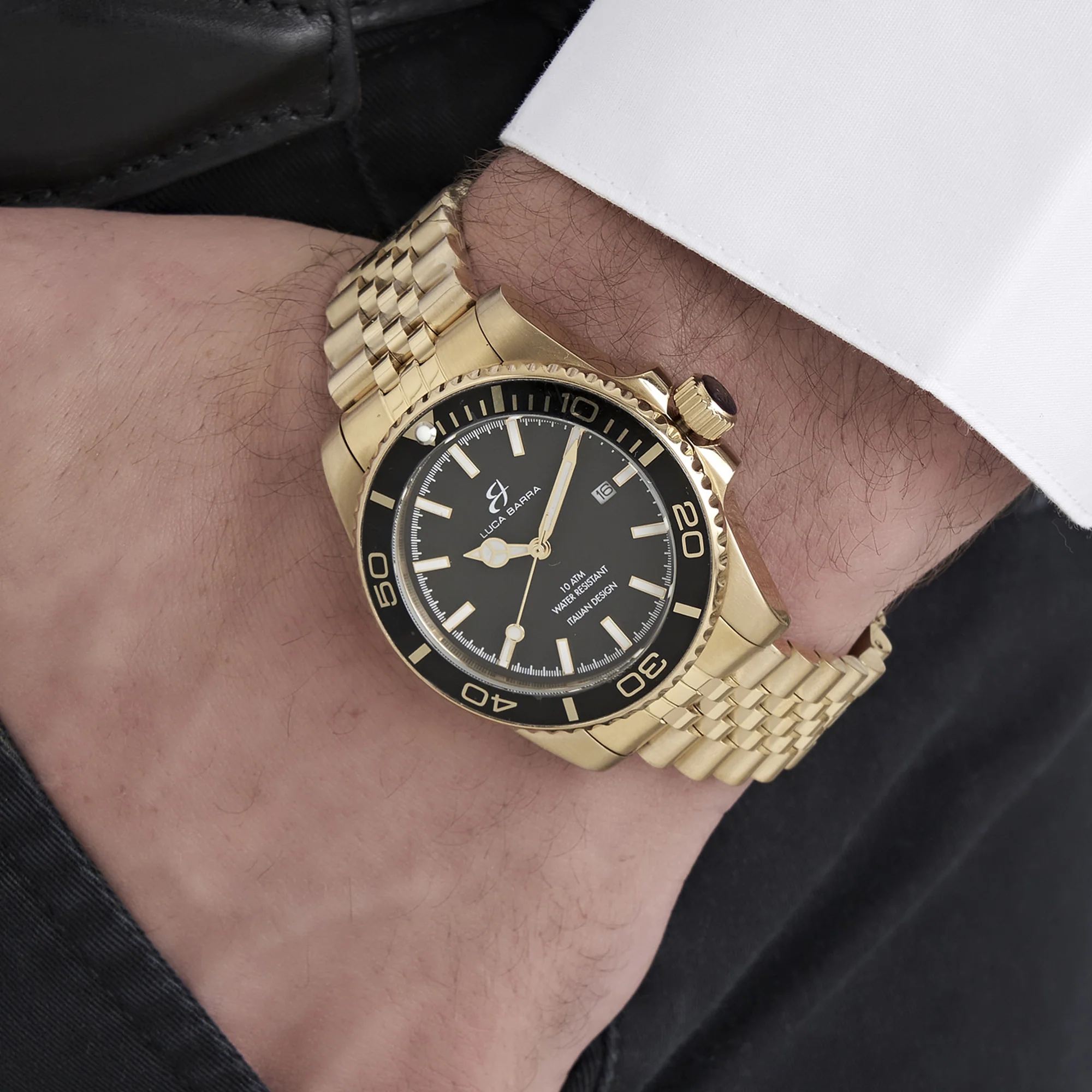 OROLOGIO CON CASSA IN ACCIAIO IP GOLD QUADRANTE NERO - Image 2